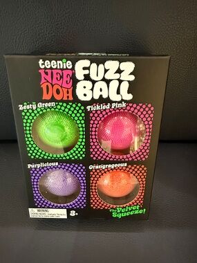 Needoh teenie Fuzz Ball Set Zesty Green, Tickled Pink, Purplicious, Orangrageous